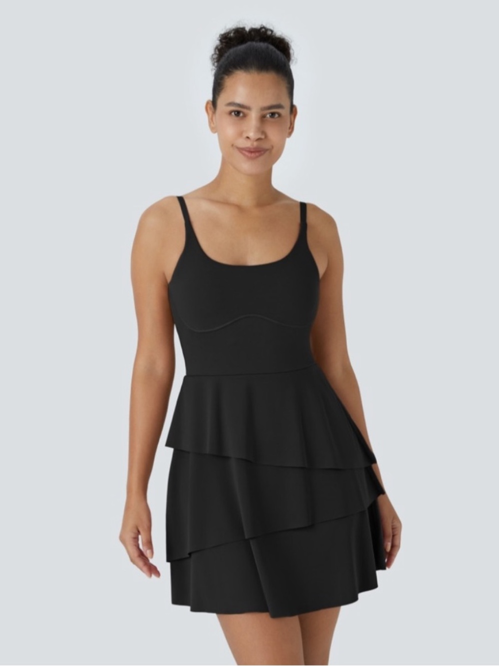 Halara SoftlyZero Airy Tiered Ruffle 2-in-1 Pocket Dress UPF50+ Size Medium
